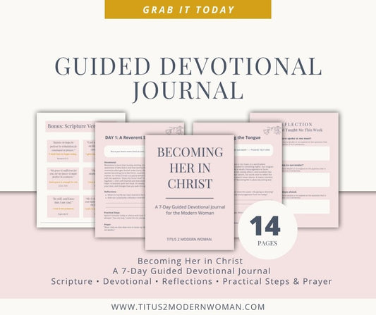🌷 Becoming Her in Christ | 7-Day Guided Devotional Journal for Women